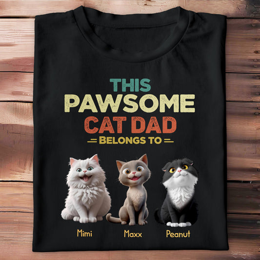 Ce papa chat génial appartient à, chats et texte - T-shirt unisexe personnalisé, sweat à capuche - DAD142_BBAS