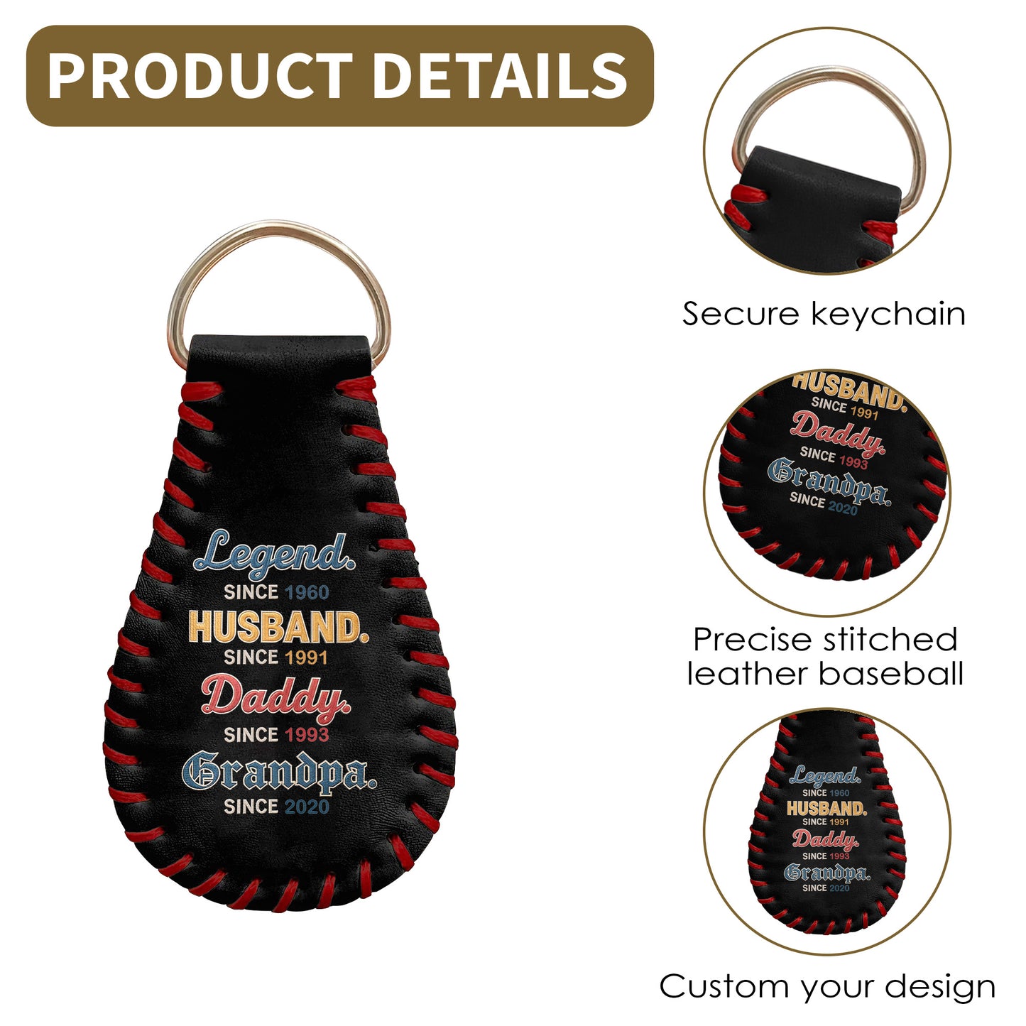 Legend Since 1960, Husband Since 1991, Daddy Since 1993, Grandpa Since 2020, Baseball Design