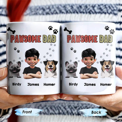 Pawsome Dad, Cartoon Man And Dogs