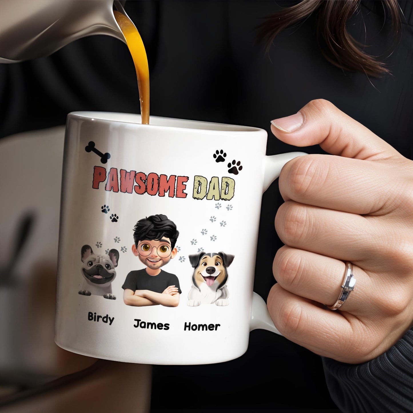 Pawsome Dad, Cartoon Man And Dogs