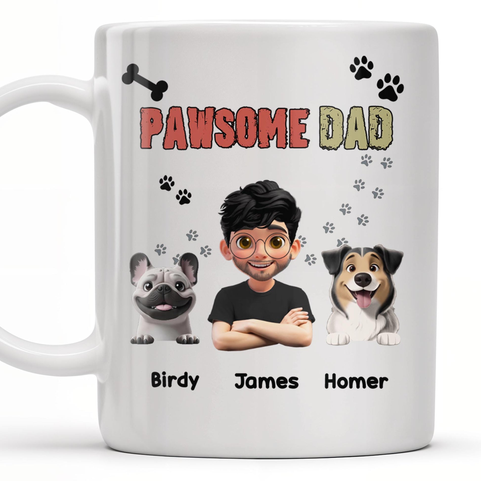 Pawsome Dad, Cartoon Man And Dogs