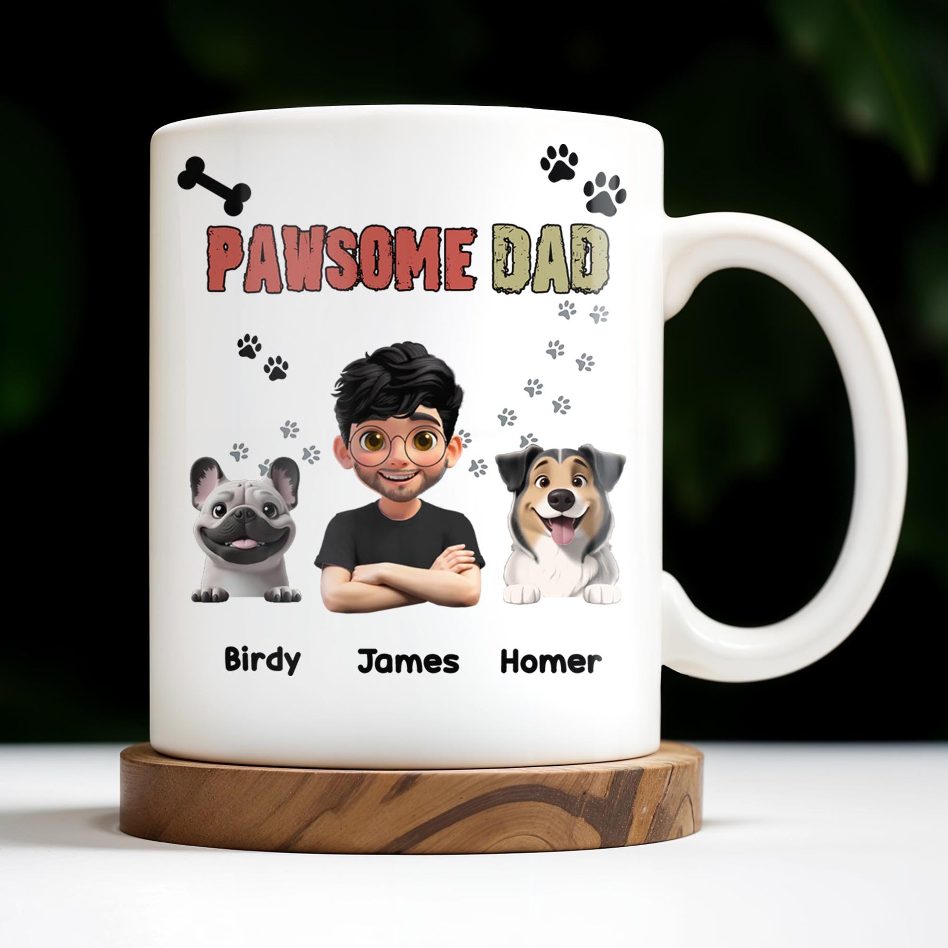 Pawsome Dad, Cartoon Man And Dogs