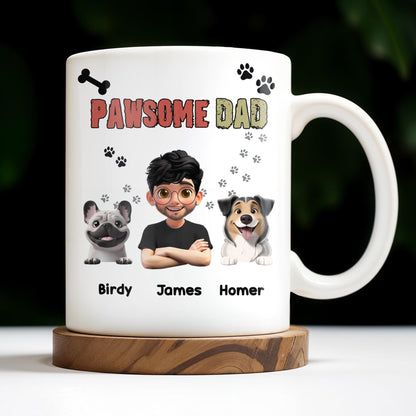 Pawsome Dad, Cartoon Man And Dogs