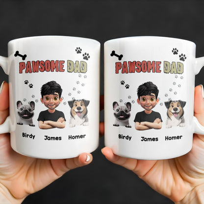 Pawsome Dad, Cartoon Man And Dogs