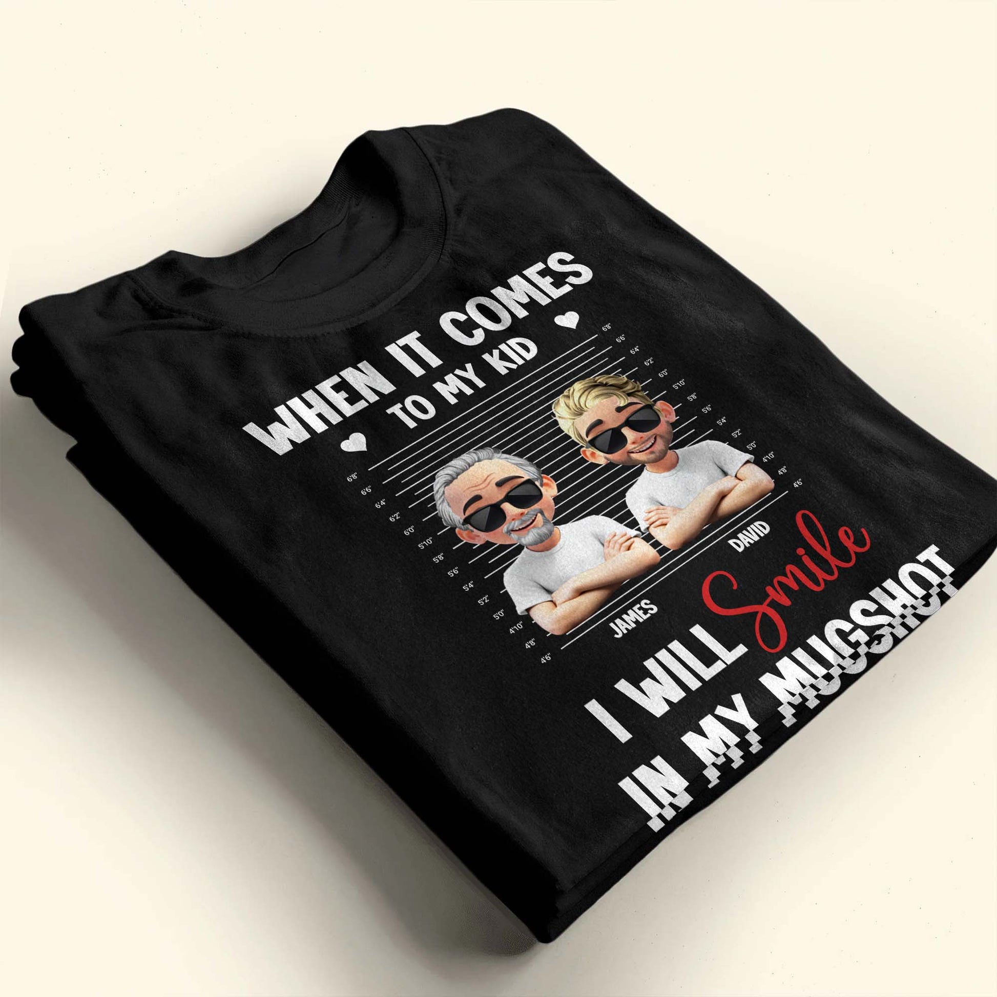 When It Comes To My Kid I Will Smile In My Mugshot, Caricature Figures