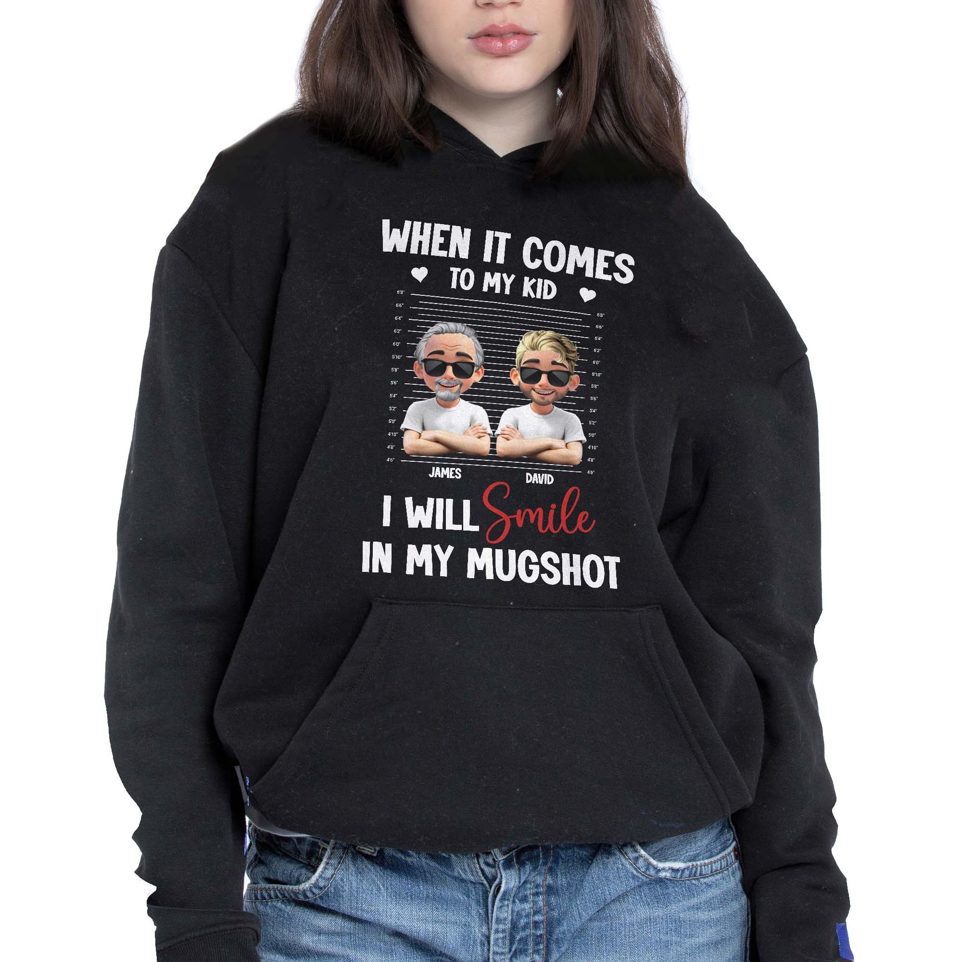 When It Comes To My Kid I Will Smile In My Mugshot, Caricature Figures