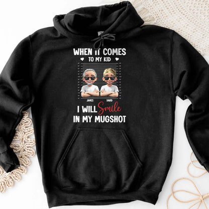 When It Comes To My Kid I Will Smile In My Mugshot, Caricature Figures