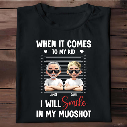 When It Comes To My Kid I Will Smile In My Mugshot, Caricature Figures