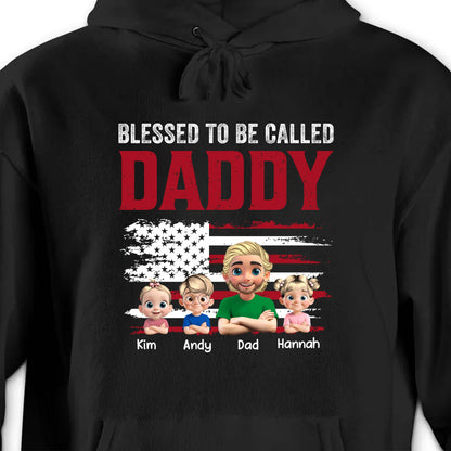 Blessed To Be Called Daddy, American Flag And Cartoon Figures