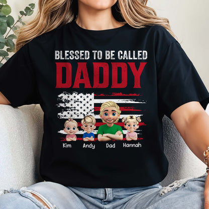 Blessed To Be Called Daddy, American Flag And Cartoon Figures