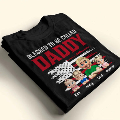 Blessed To Be Called Daddy, American Flag And Cartoon Figures