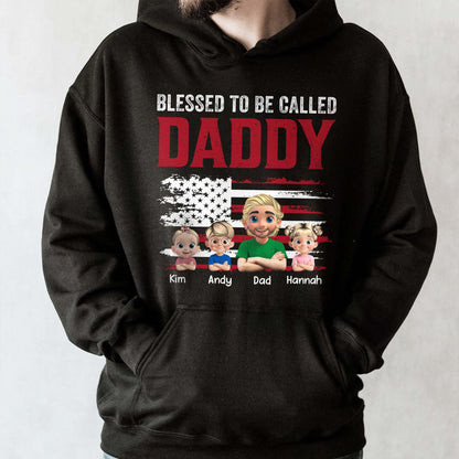 Blessed To Be Called Daddy, American Flag And Cartoon Figures