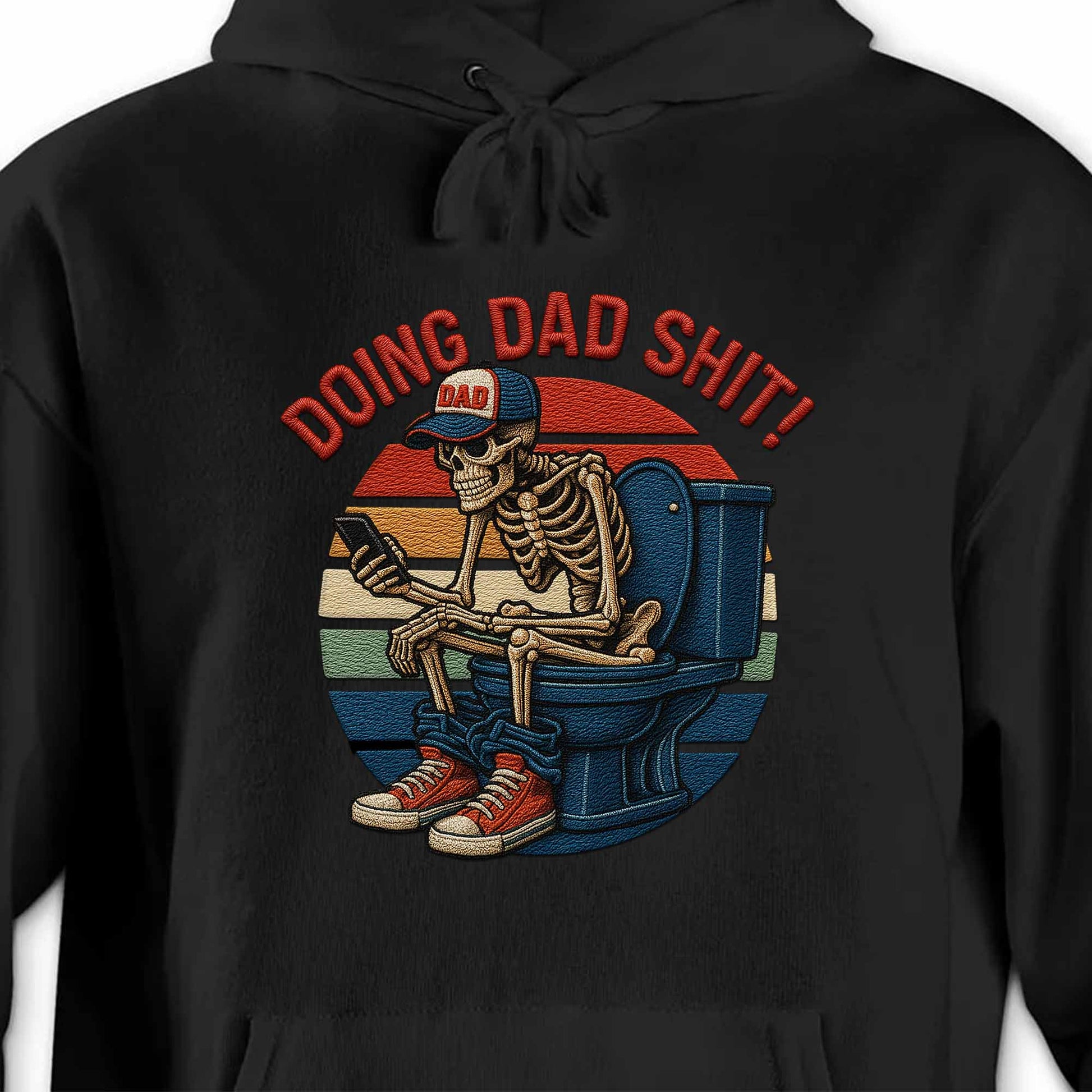 Doing Dad Shit, Skeleton On Toilet With Smartphone