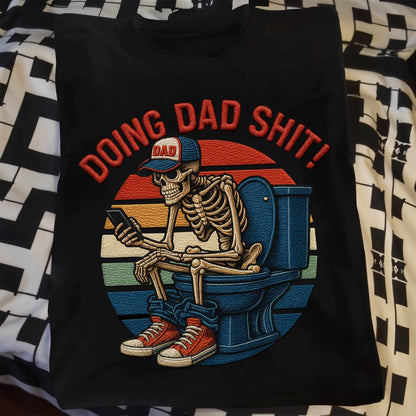 Doing Dad Shit, Skeleton On Toilet With Smartphone
