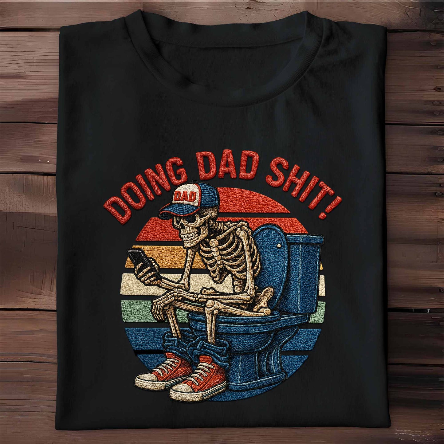 Doing Dad Shit, Skeleton On Toilet With Smartphone