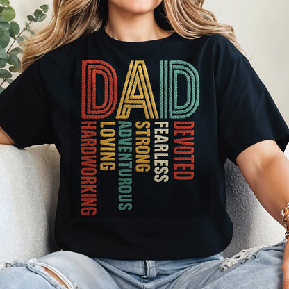 Dad: Devoted Loving Adventurous Strong Hardworking Fearless, Letter Design