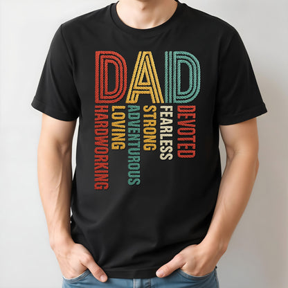 Dad: Devoted Loving Adventurous Strong Hardworking Fearless, Letter Design