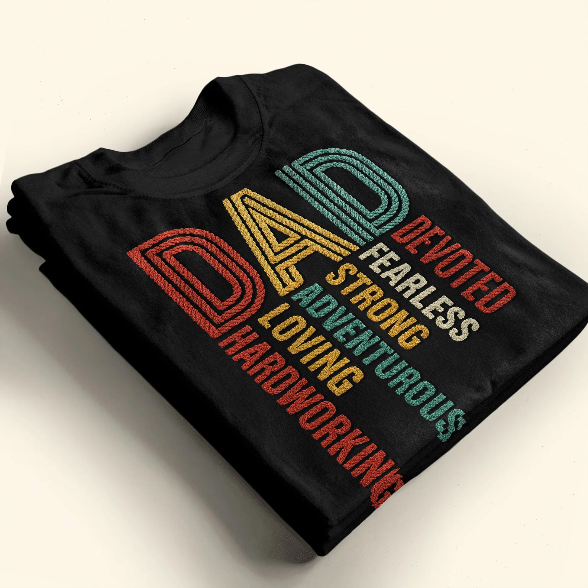 Dad: Devoted Loving Adventurous Strong Hardworking Fearless, Letter Design