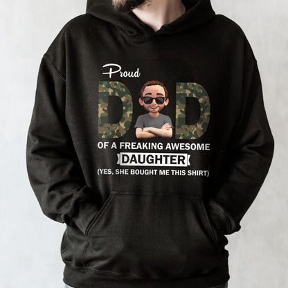 Proud Dad Of A Freaking Awesome Daughter, Camouflage and Cartoon Character