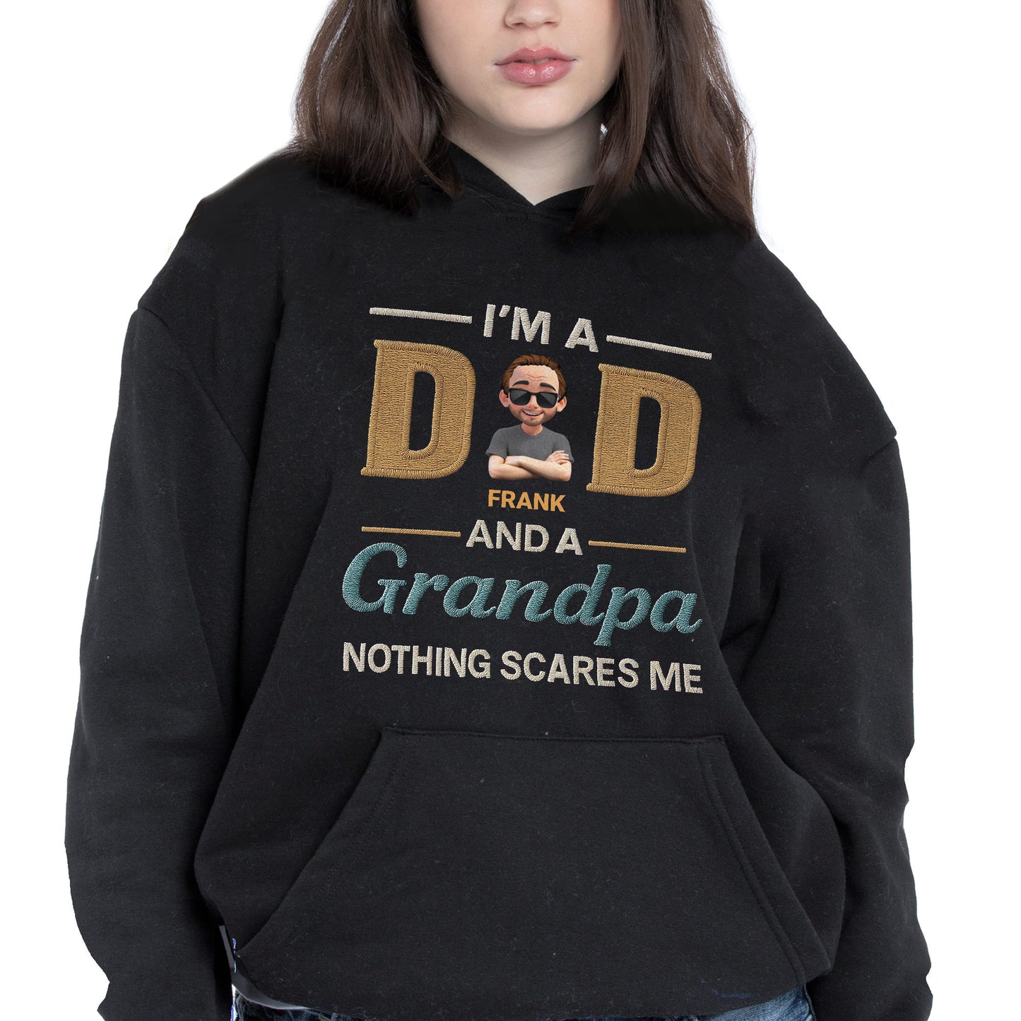I'm A Dad And A Grandpa Nothing Scares Me, Text and Cartoon