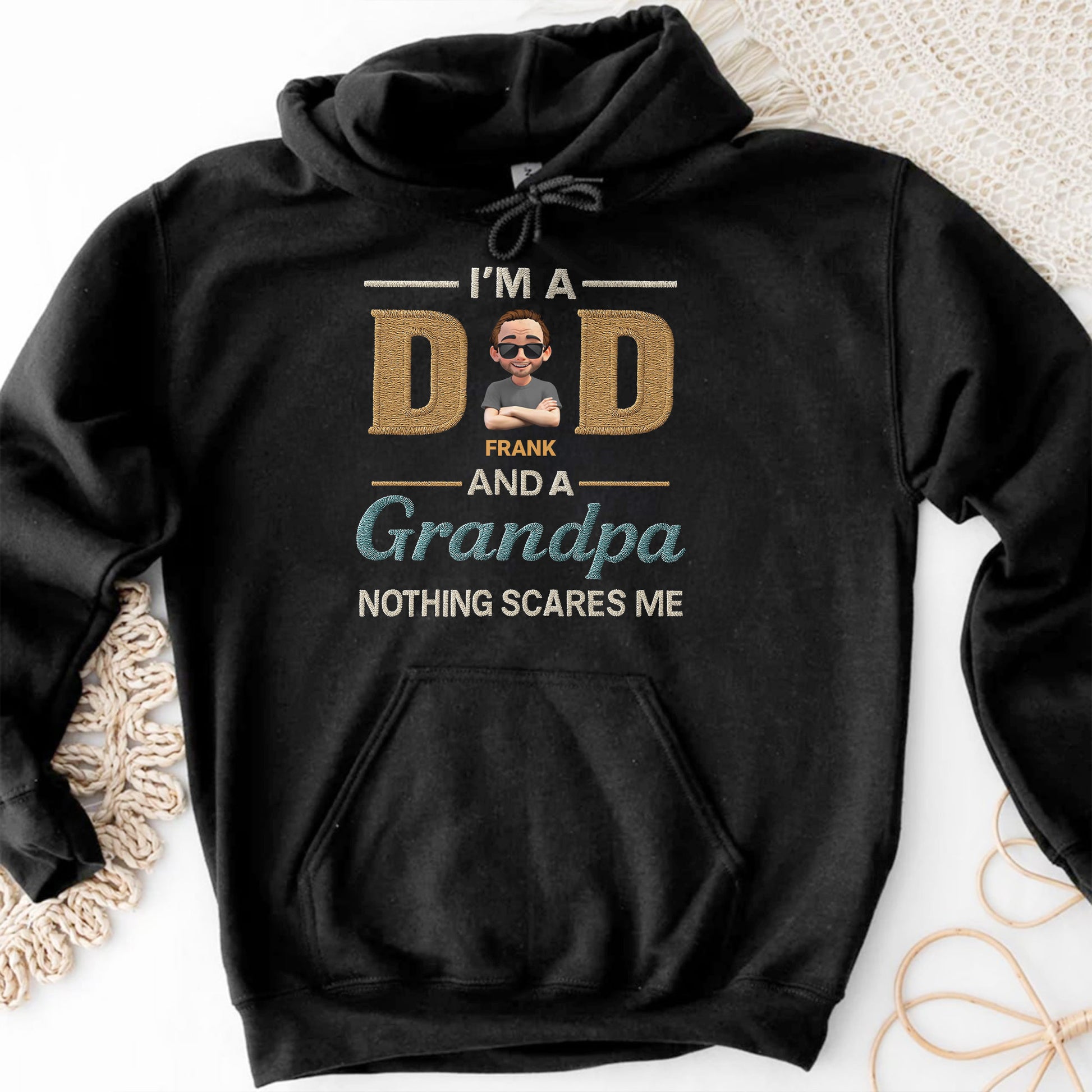 I'm A Dad And A Grandpa Nothing Scares Me, Text and Cartoon