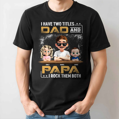 Tengo dos títulos: papá y papaíto. Los llevo puestos. Personajes de dibujos animados. Camiseta y sudadera unisex personalizadas. DAD181_BBAS