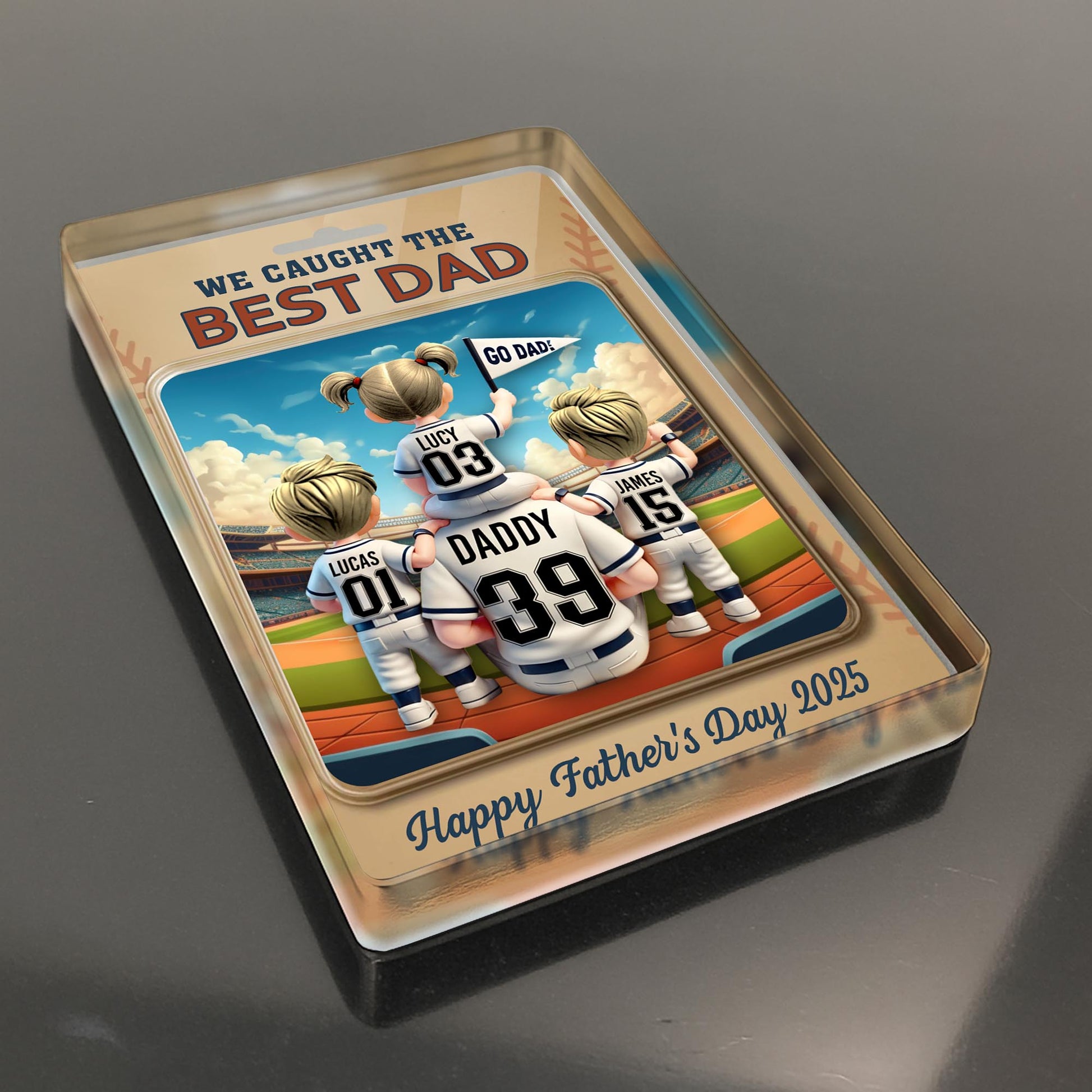 We Caught The Best Dad, Baseball Stadium And Cartoon Family