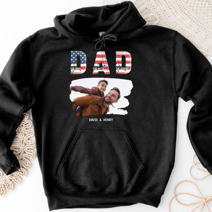 Dad, The Man The Myth The Legend, American Flag And Text