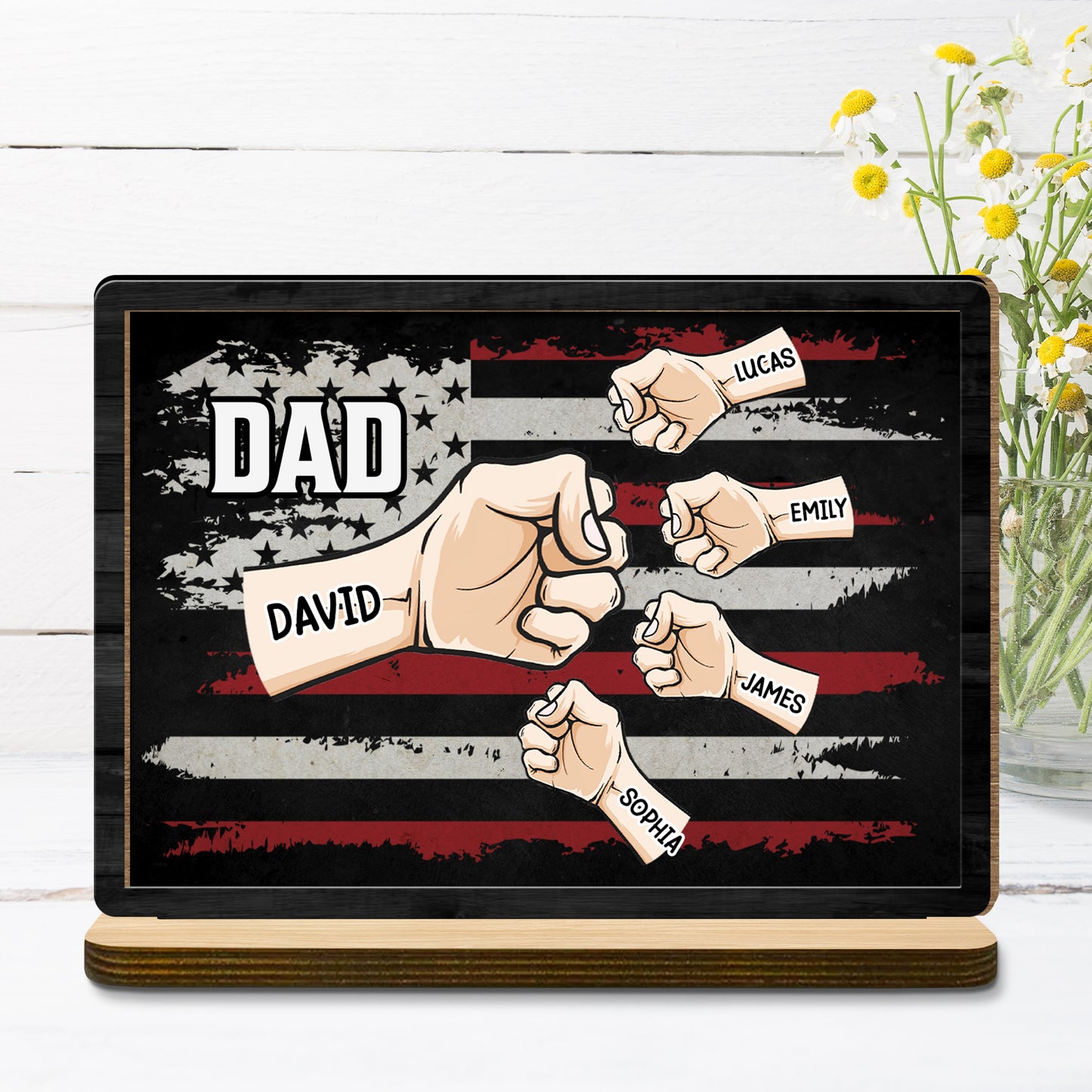 To My Dad, The Strength Of Our Family, Fists And Flag Design