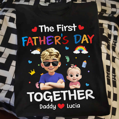 The First Father's Day Together, Cartoon Hearts And Rainbow