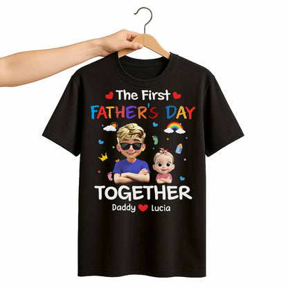 The First Father's Day Together, Cartoon Hearts And Rainbow