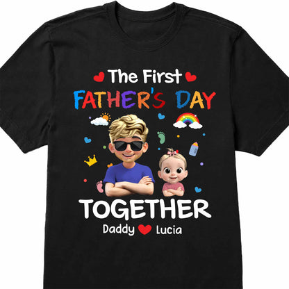 The First Father's Day Together, Cartoon Hearts And Rainbow