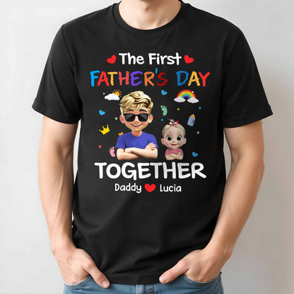 The First Father's Day Together, Cartoon Hearts And Rainbow