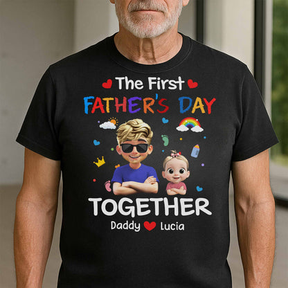The First Father's Day Together, Cartoon Hearts And Rainbow