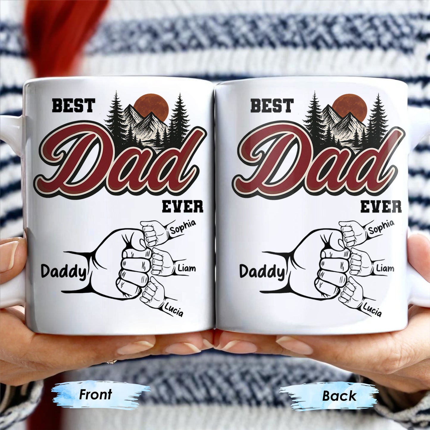 Best Dad Ever, Hand Holding, Mountains and Trees