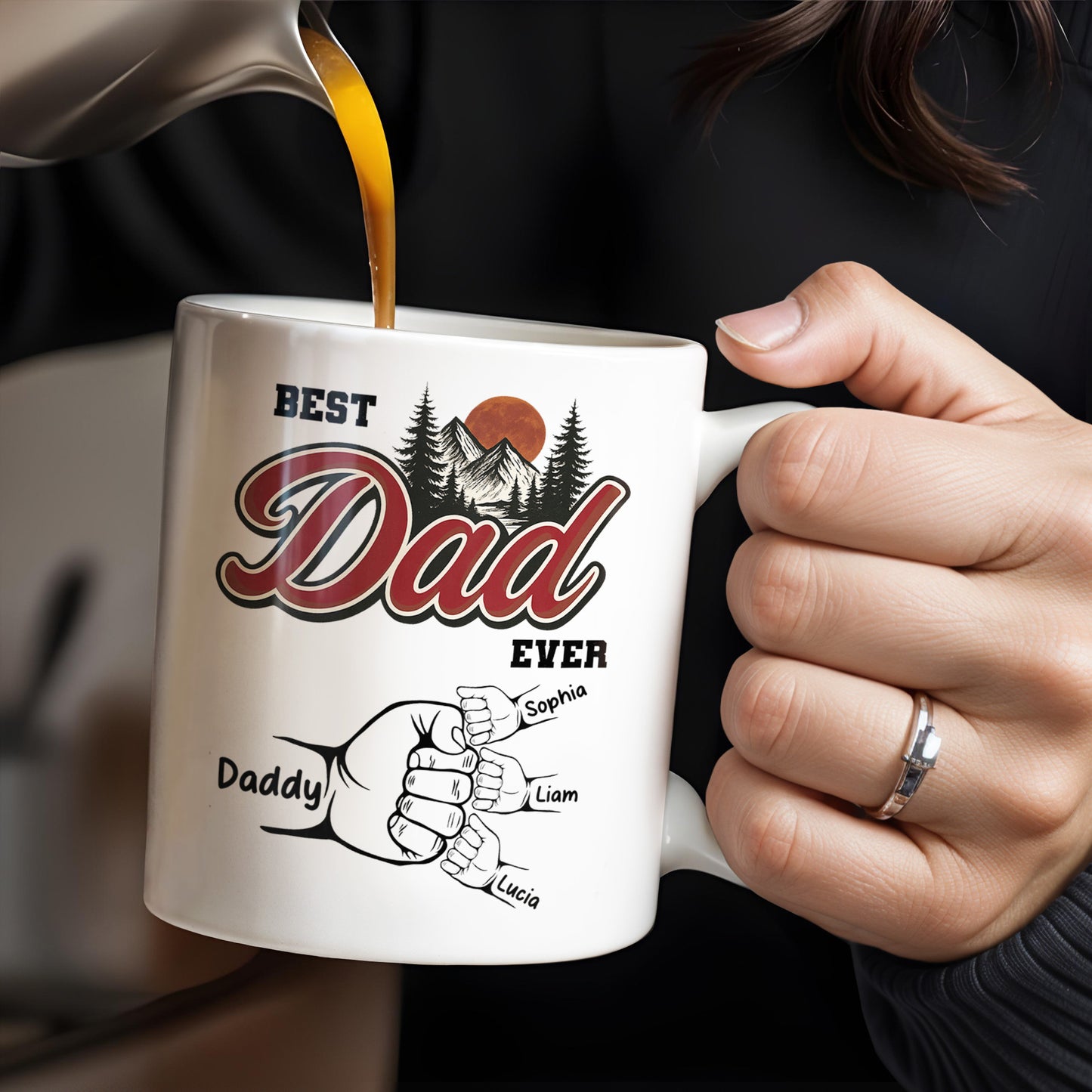 Best Dad Ever, Hand Holding, Mountains and Trees