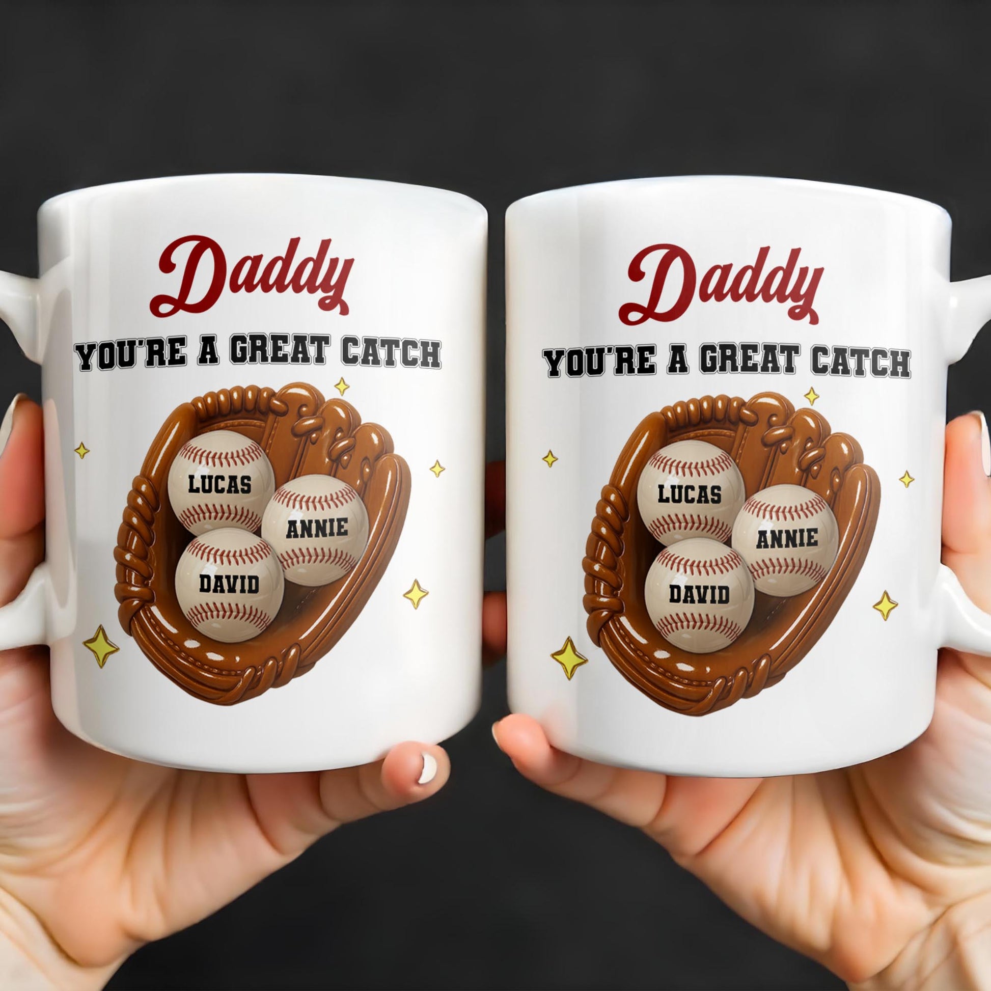 Daddy You're A Great Catch With Baseball And Glove