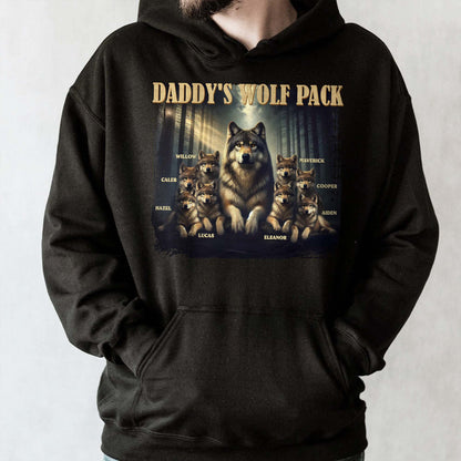 Daddy's Wolf Pack Featuring Majestic Wolves - Personalized Custom Unisex T-shirt, Hoodie - DAD208_BBAS