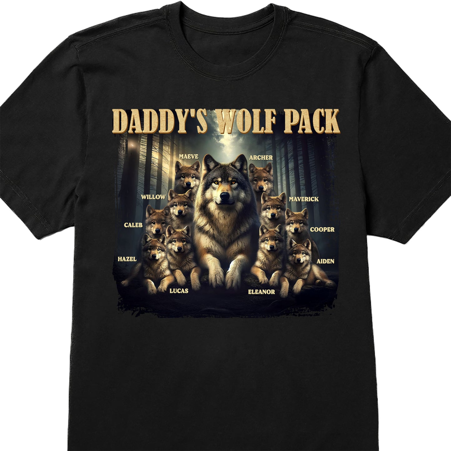 Daddy's Wolf Pack Featuring Majestic Wolves - Personalized Custom Unisex T-shirt, Hoodie - DAD208_BBAS
