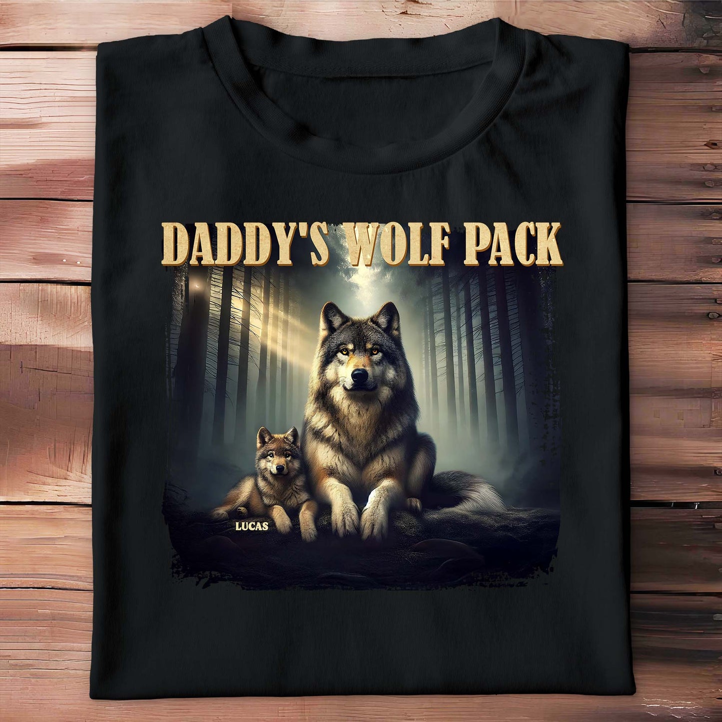 Daddy's Wolf Pack Featuring Majestic Wolves - Personalized Custom Unisex T-shirt, Hoodie - DAD208_BBAS