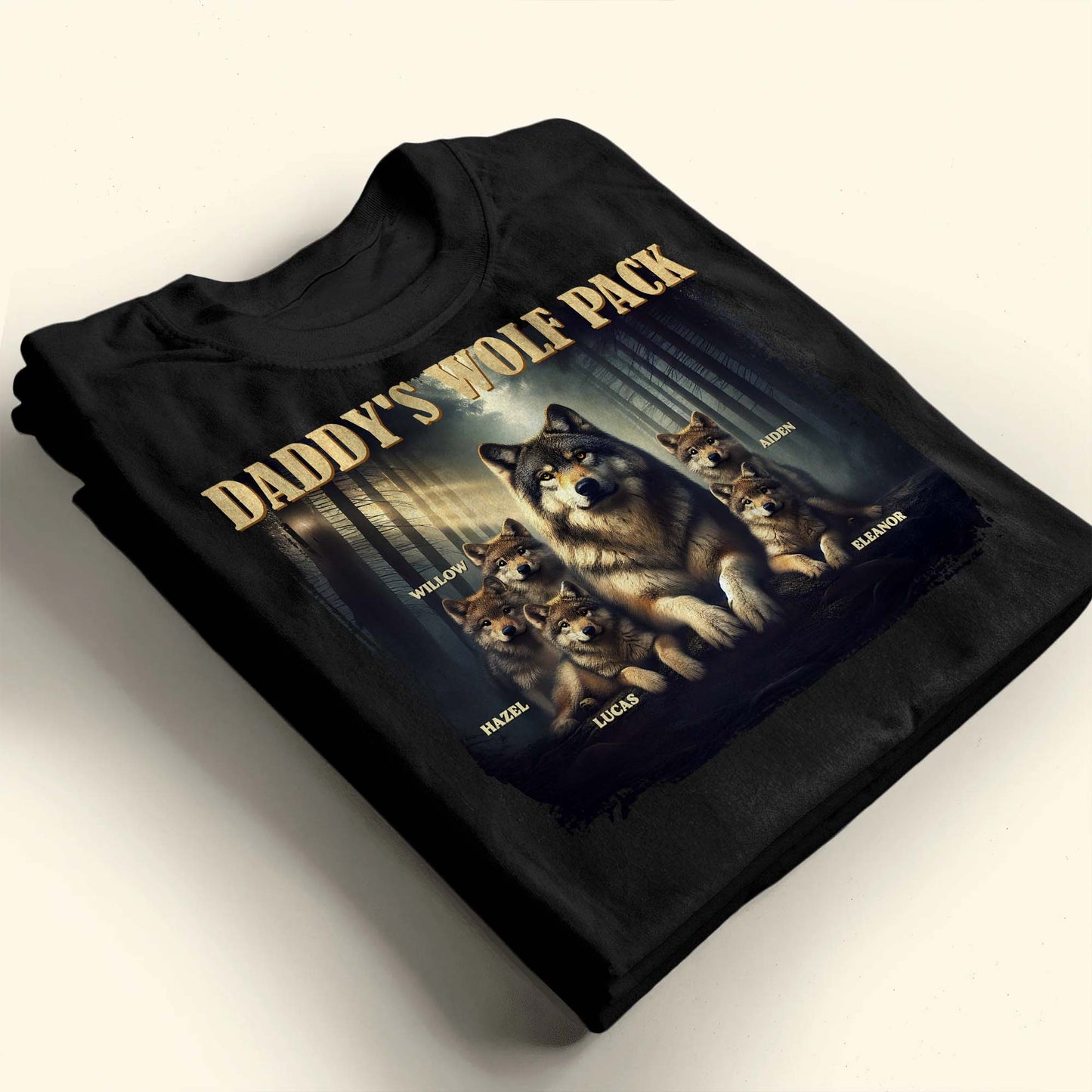 Daddy's Wolf Pack Featuring Majestic Wolves - Personalized Custom Unisex T-shirt, Hoodie - DAD208_BBAS