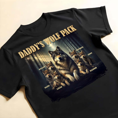 Daddy's Wolf Pack Featuring Majestic Wolves - Personalized Custom Unisex T-shirt, Hoodie - DAD208_BBAS