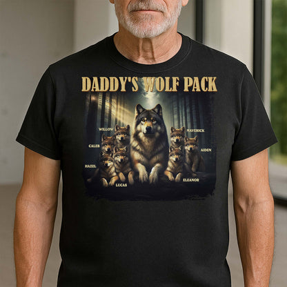 Daddy's Wolf Pack Featuring Majestic Wolves - Personalized Custom Unisex T-shirt, Hoodie - DAD208_BBAS
