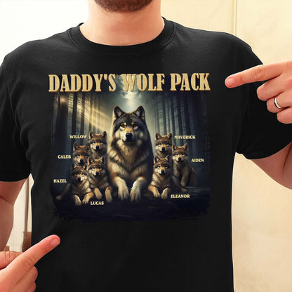 Daddy's Wolf Pack Featuring Majestic Wolves - Personalized Custom Unisex T-shirt, Hoodie - DAD208_BBAS