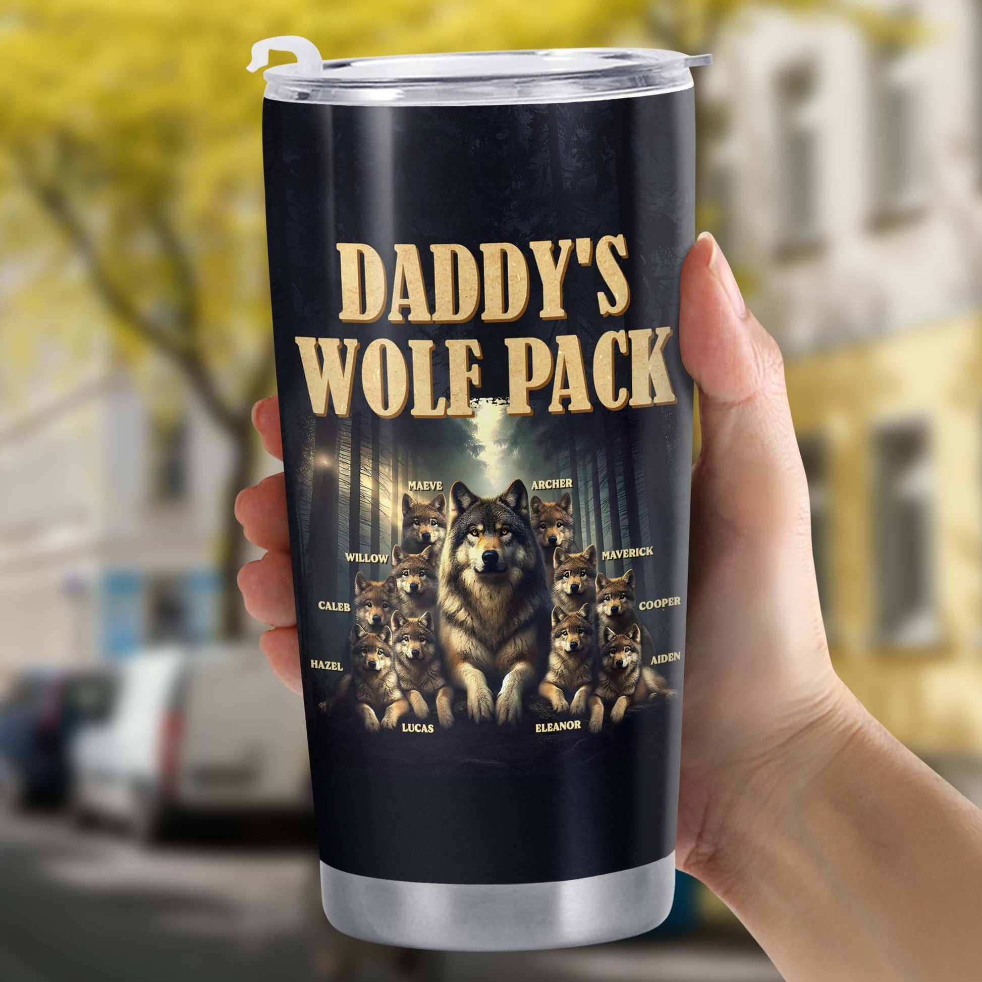 Daddy's Wolf Pack Featuring Wolves In Moonlit Forest