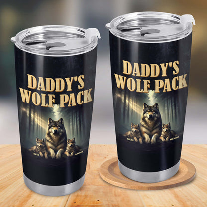 Daddy's Wolf Pack Featuring Wolves In Moonlit Forest