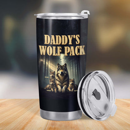 Daddy's Wolf Pack Featuring Wolves In Moonlit Forest