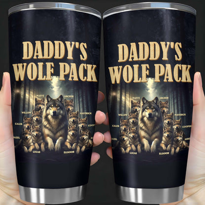 Daddy's Wolf Pack Featuring Wolves In Moonlit Forest