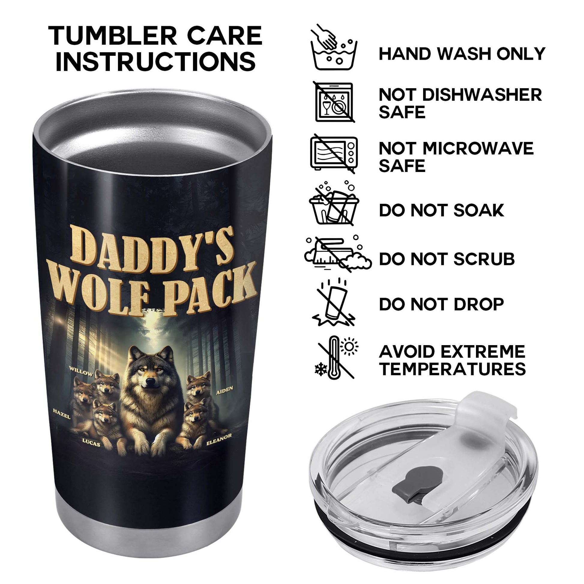 Daddy's Wolf Pack Featuring Wolves In Moonlit Forest