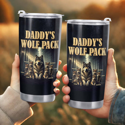 Daddy's Wolf Pack Featuring Wolves In Moonlit Forest